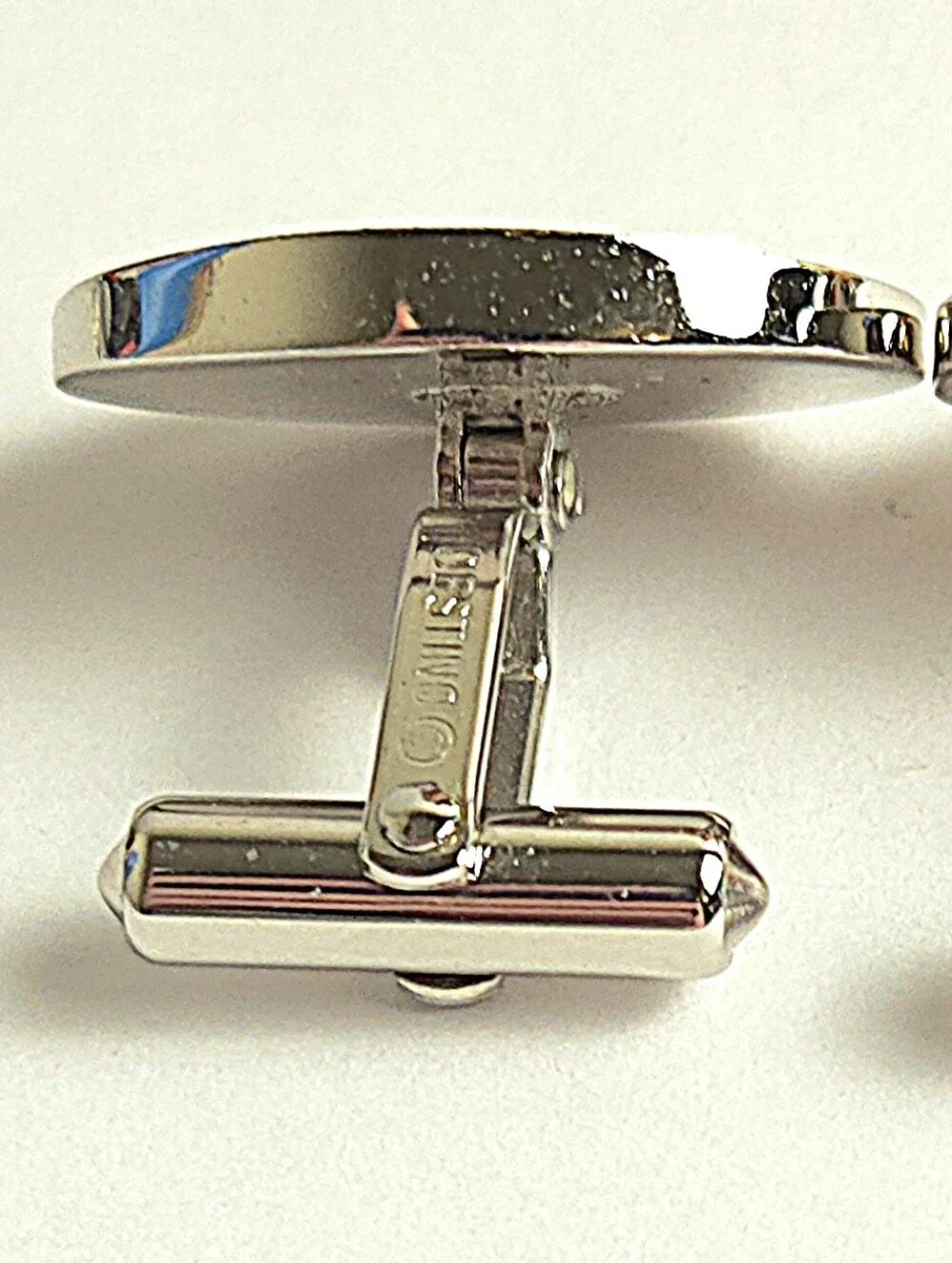 Vintage Destino Silver Plated Oval Fine Textured Cuff Links Designer Wedding